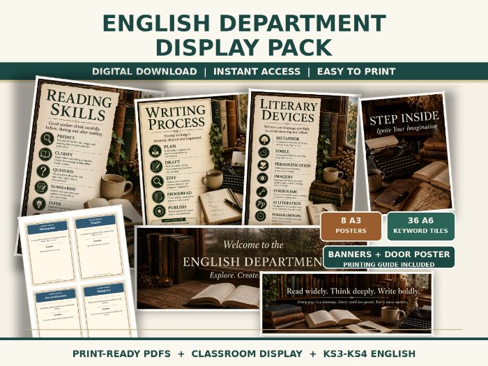 English Department Display Pack  KS3 &  KS4