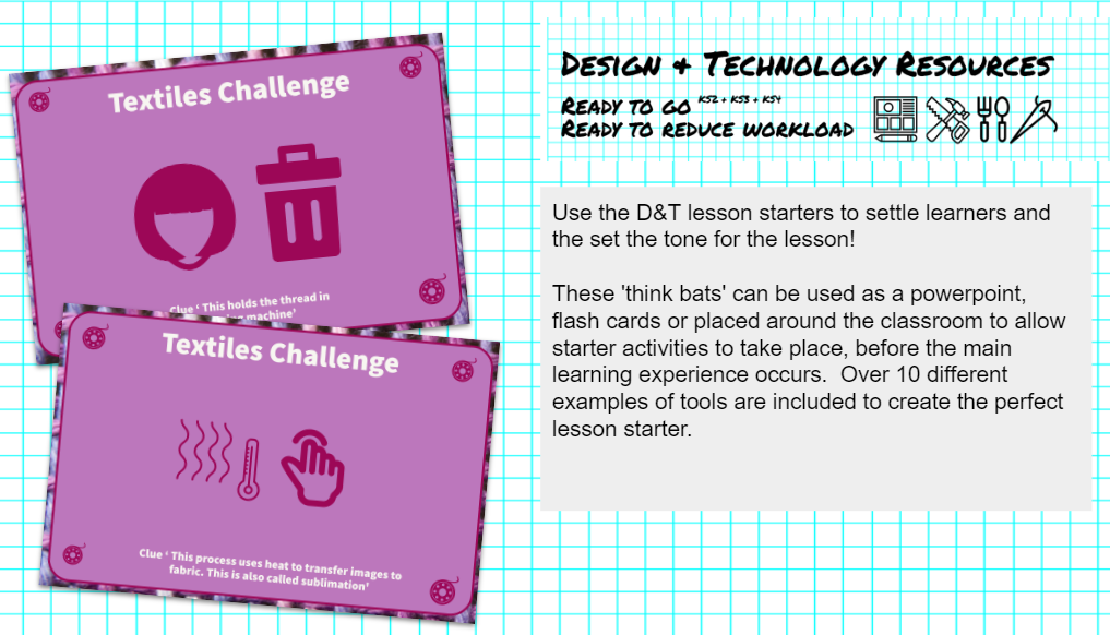 D&T KS3 Textiles Starters & Activities Teaching Resources