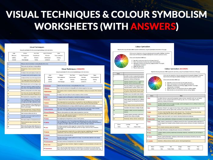 Visual Techniques and Colour Symbolism Worksheets | Teaching Resources