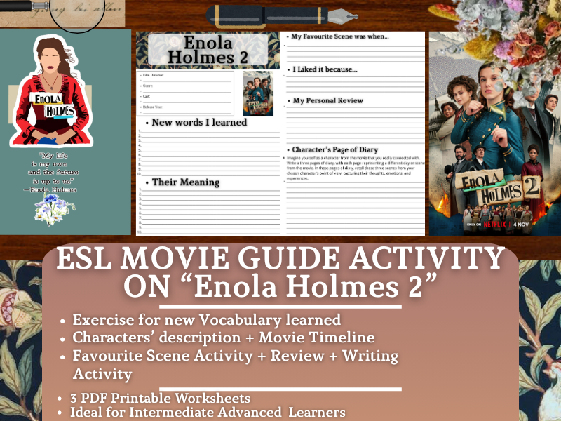 ESL Movie Guide Worksheets on "Enola Holmes 2"
