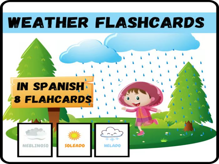 Spanish Weather Activities Vocabulary Flashcards