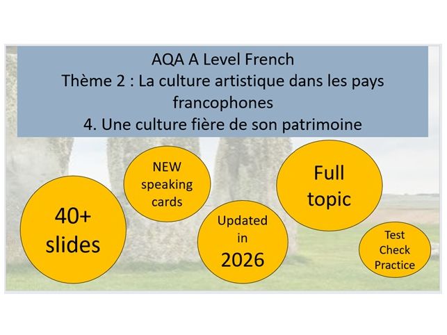 AQA A Level / AS Level French – Une culture fière de son patrimoine FULL TOPIC