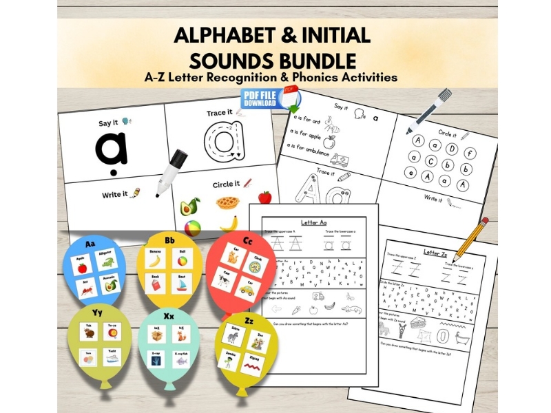 Alphabet & Initial Sounds Bundle | A-Z Letter Recognition & Phonics Activities
