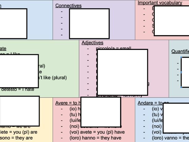 Colourful Italian help card