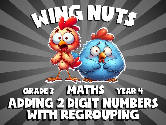 Adding 2 Digit Numbers with Regrouping WING NUTS Maths Game | No-Prep Year 4 Review Activity