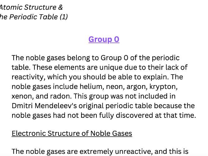 AQA GCSE Chemistry - Group 0