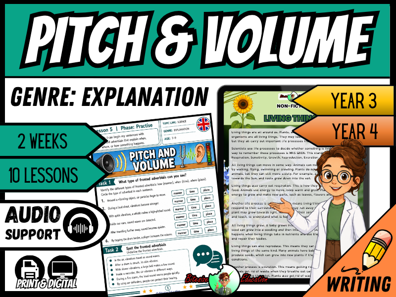 Pitch and Volume | Explanation Writing Pack | Year 3/4