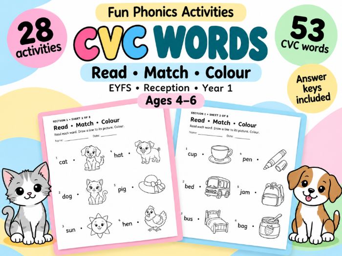 CVC Words Read, Match & Colour | EYFS & Year 1