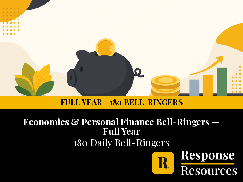 Economics & Personal Finance Bell Ringers FULL YEAR - 180 Warm-Ups (Grades 9-12)