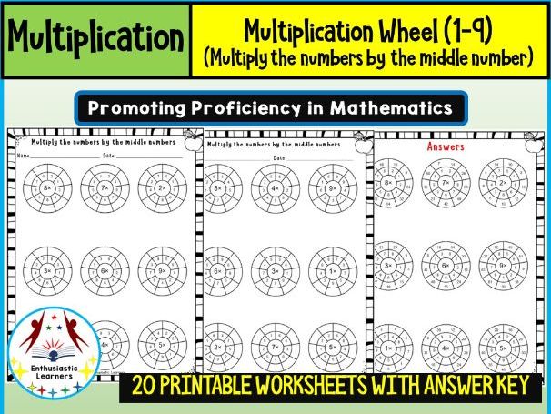 Multiplication Fact – Multiplication Wheel (1-9) Worksheets Math Problems
