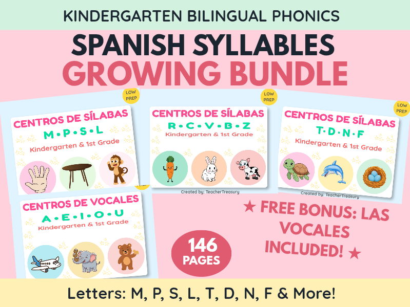Spanish Syllables Lifetime Collection EYFS Reception Phonics Complete Series Centers Bundle