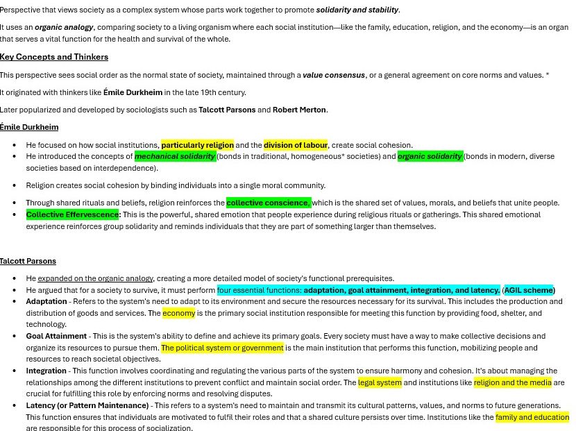 Functionalism in Sociology