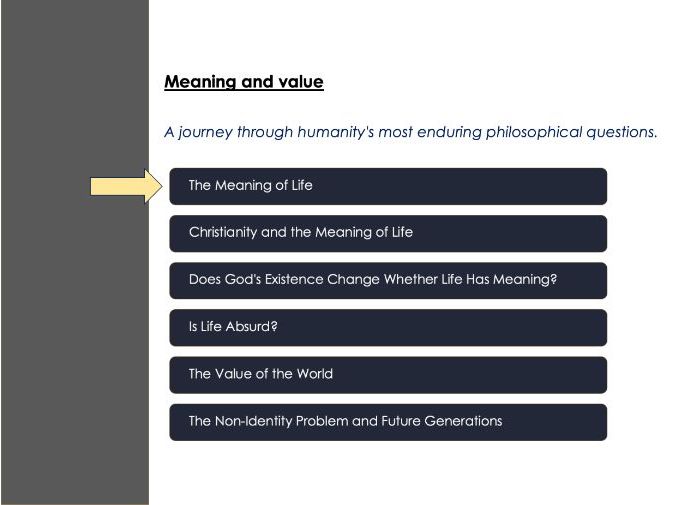 Meaning of life (philosophy lessons for KS3)