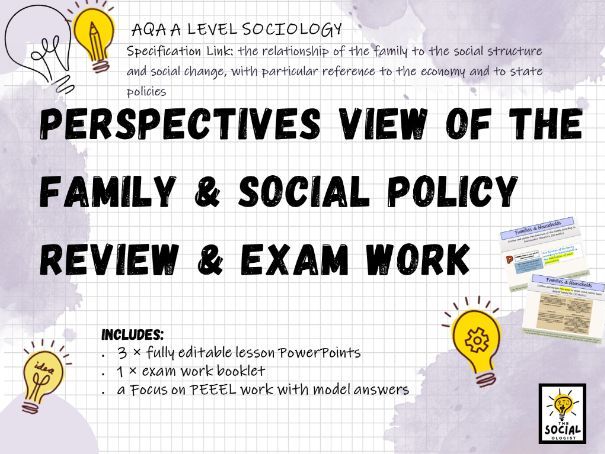 AQA A level Sociology - Families & Households - Perspectives and Social Policies - Exam work