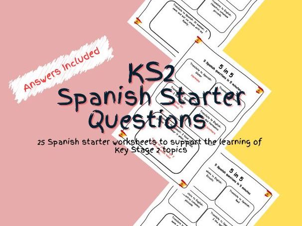 Key Stage 2 Spanish Starter Questions Worksheets PDF