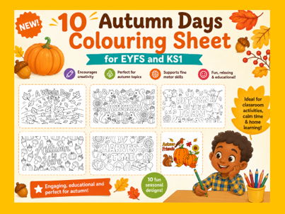10 Autumn Days Colouring Sheets EYFS/KS1