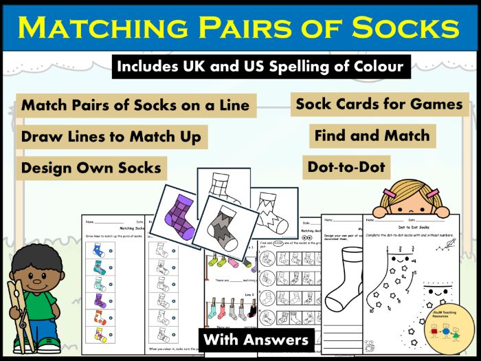 Socks Worksheets Activities Matching