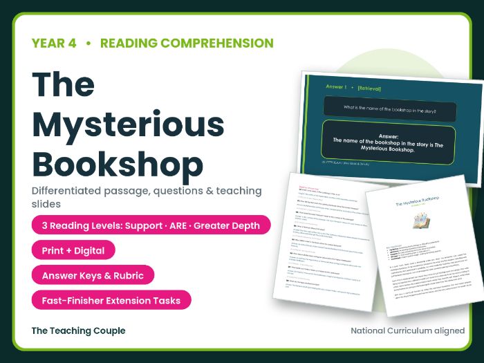The Mysterious Bookshop Reading Comprehension Bundle | Year 4 (KS2)