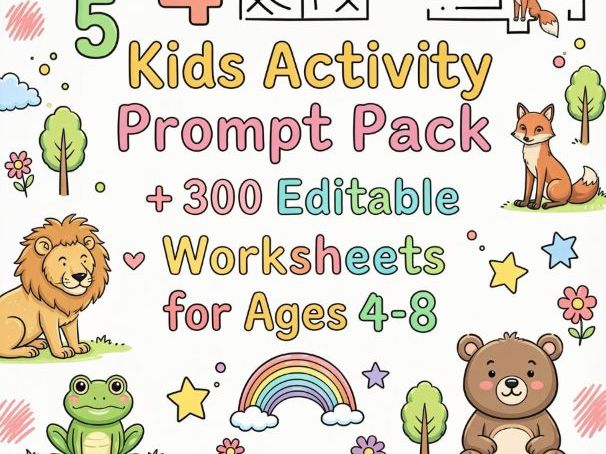 +300 Ready-To-Use Prompts That Turn Simple Topics Into Complete Learning Worksheets (Ages 4–8)
