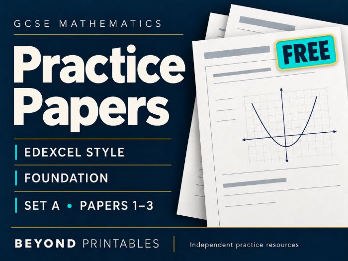 FREE GCSE Maths Edexcel-style Foundation Set A: Papers 1, 2 and 3 + Mark Schemes