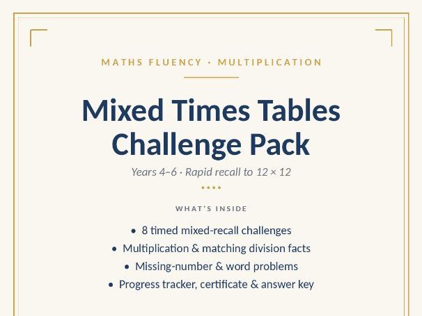 Mixed Times Tables Challenge Pack