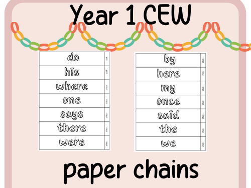 Year 1 common exception words paper chains