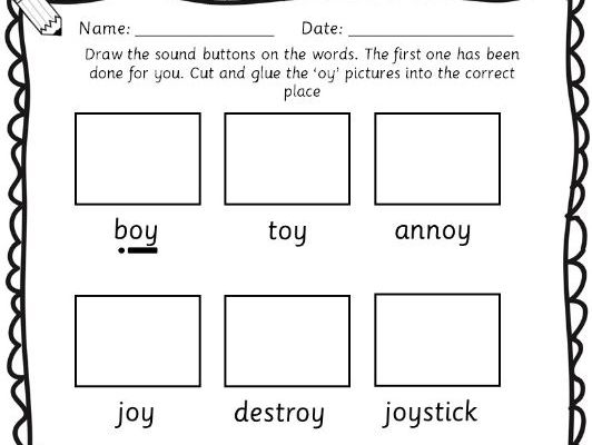 RWI set 2 oy phonic match the words worksheet Year 1/Reception - sample page from book