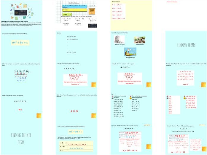 Quadratic Sequences - Maths GCSE Higher PowerPoint Lesson
