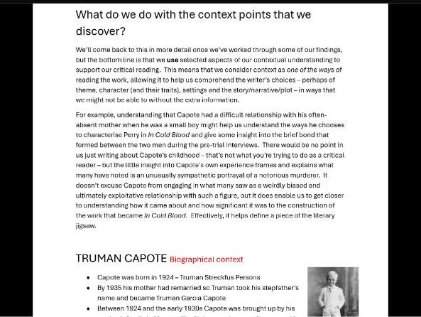 CONTEXT - Truman Capote &  In Cold Blood