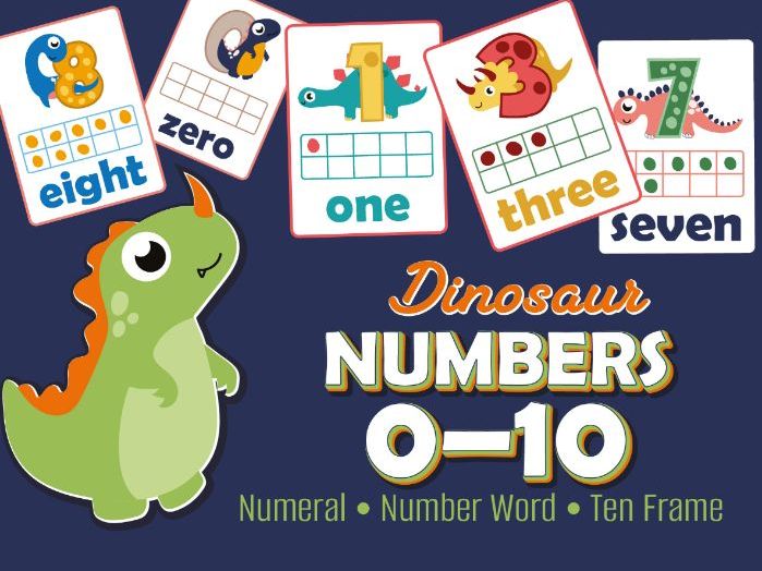 Dinosaur Number Flash Cards 0-10