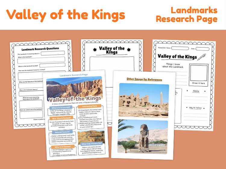 Valley of the Kings Research Project | Ancient Egypt Landmark Worksheets