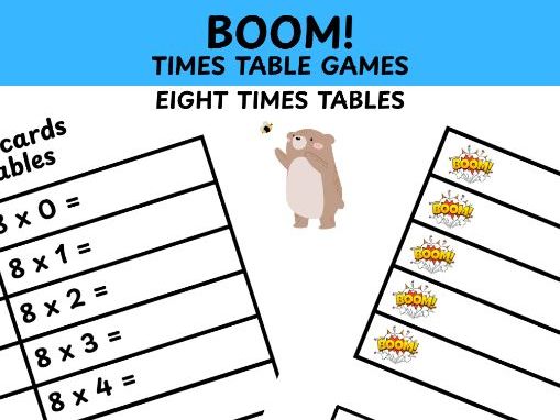 8 times table multiplication Boom game