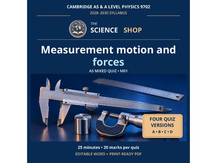 Measurement motion and forces | Cambridge AS Physics 9702 | 4 Revision Quizzes