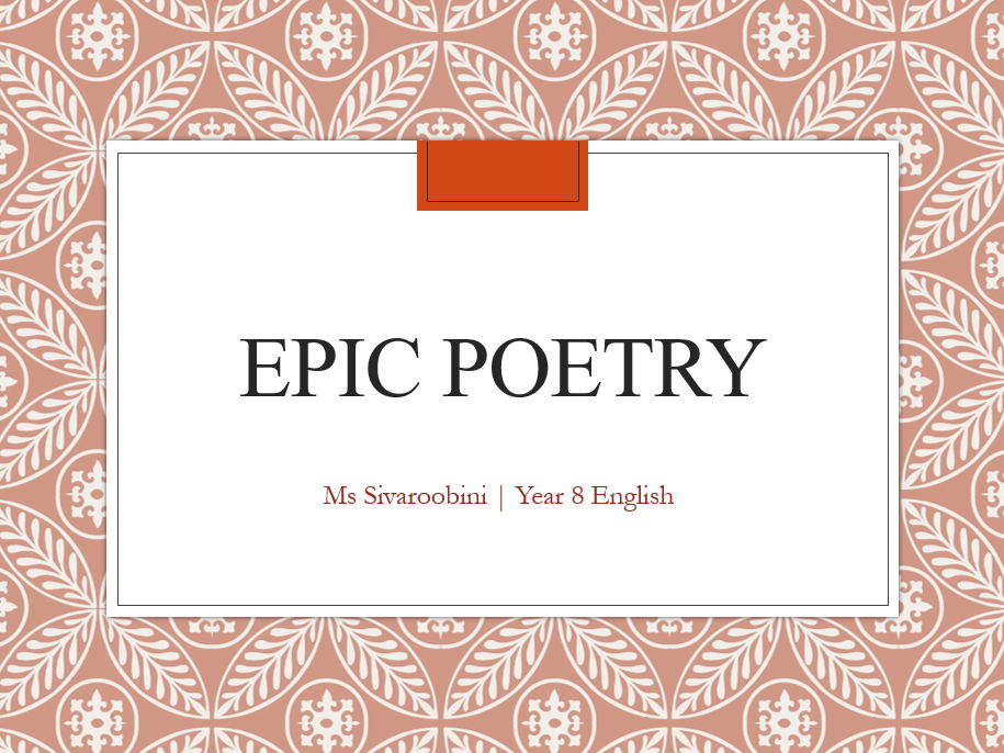 Introduction to Epic Poetry