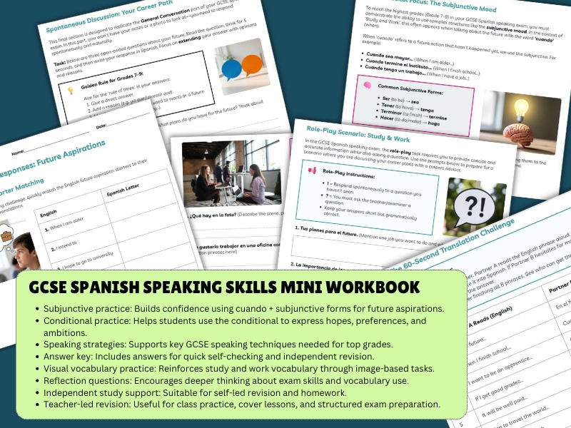 GCSE Spanish Speaking Skills Workbook Future Aspirations, Study and Work 2026 Spec Exam Practice
