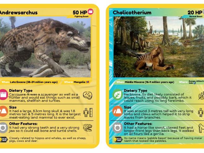 Prehistoric Beasts | Stone Age Animal Posters & Pokémon-Style Fact Cards