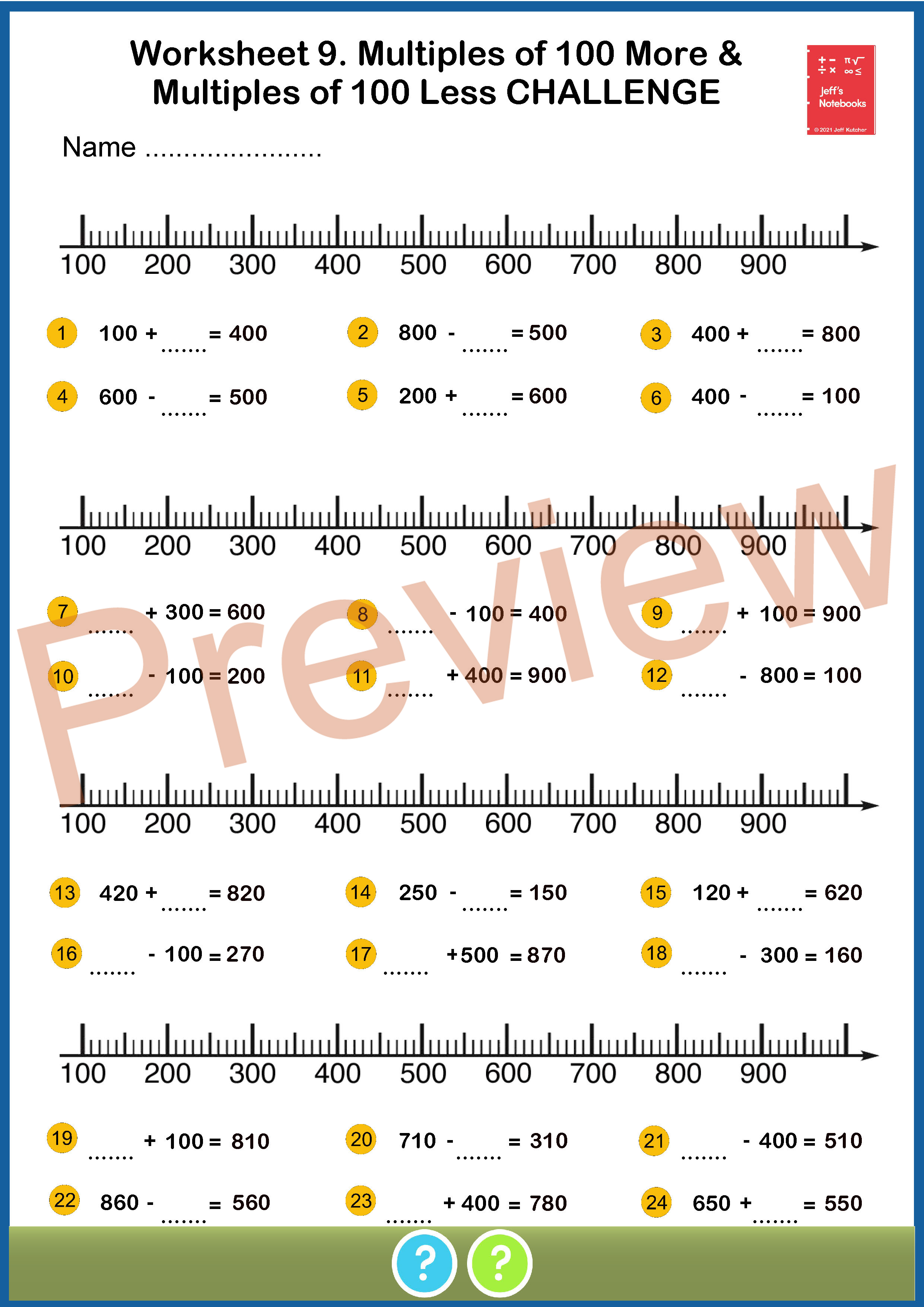 Add Subtract Multiples Of 10 100 With The Number Line Teaching