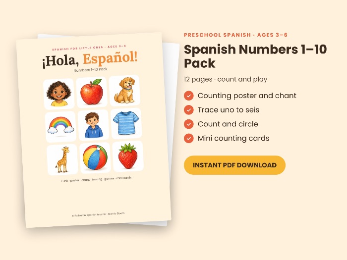 Spanish Numbers 1–10 for Early Years (Ages 3–6)