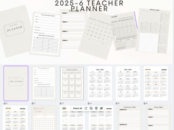 Editable 2025-2026 Teacher Planner