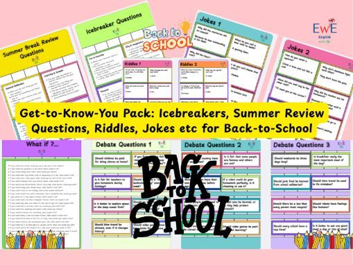 Get-to-Know-You Pack: Icebreakers, Summer Review Questions, Riddles, Jokes etc for Back-to-School