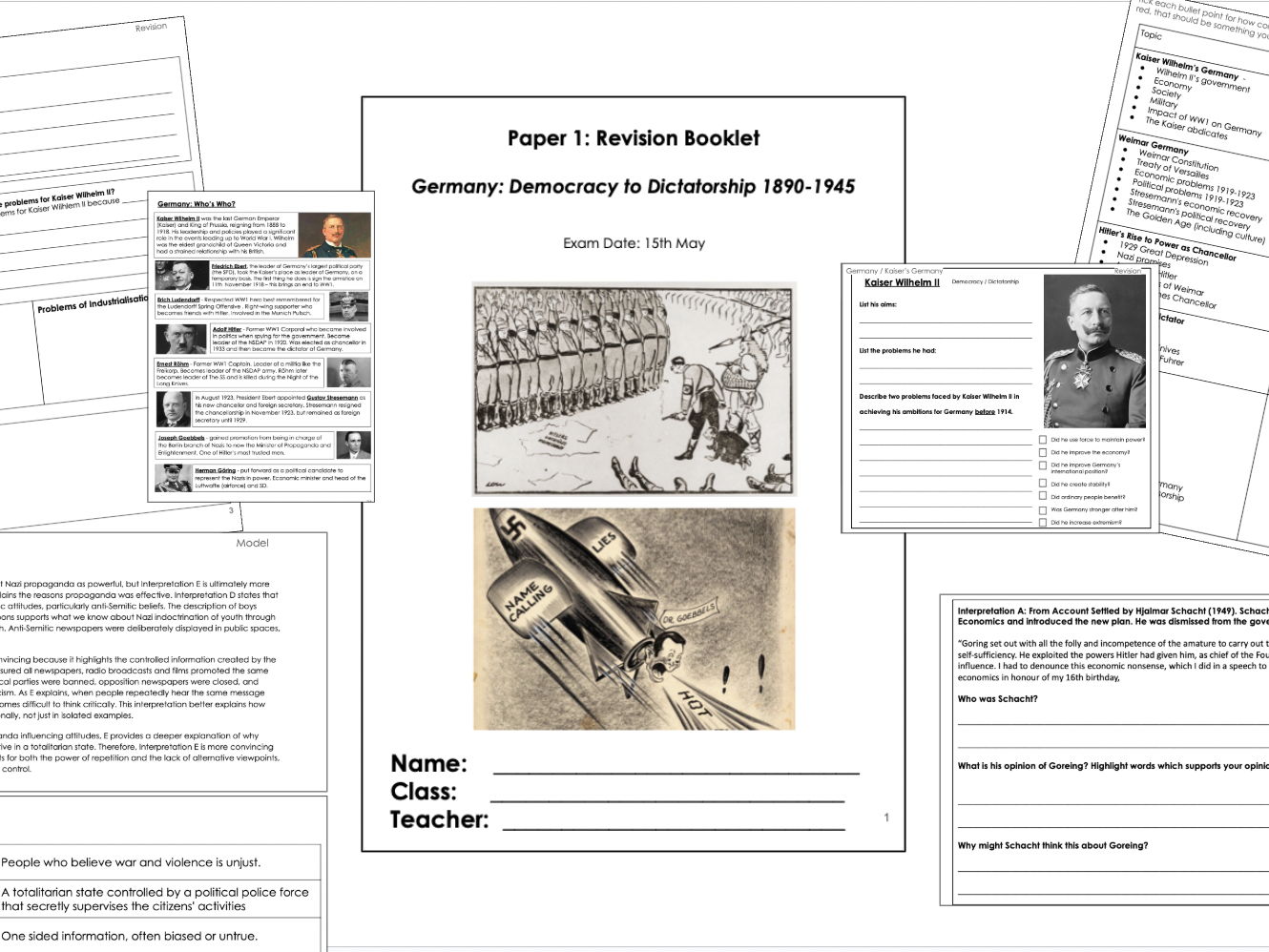 Germany 1890-1945 GCSE Revision / Teachers Pack / AQA