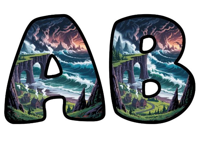 Viking Dragon Story Lettering Set for Classroom Display | Upper & Lowercase, 0-9 and Signs