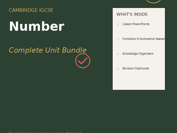 IGCSE Maths (0580) Complete Unit 1 pack