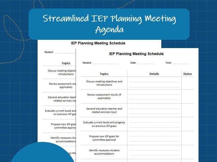 IEP Planning Meeting Agenda – Special Education Meeting Template