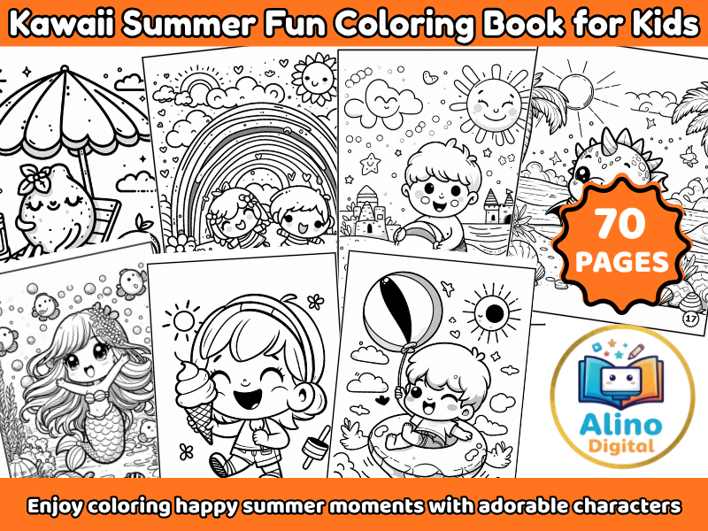 Kawaii Summer Fun Coloring Book for Kids