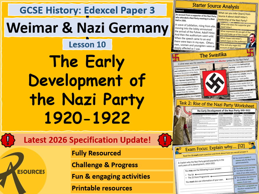 Hitler & Nazi Party Development 1920s - Weimar & Nazi Germany - GCSE History Edexcel - Lesson 10