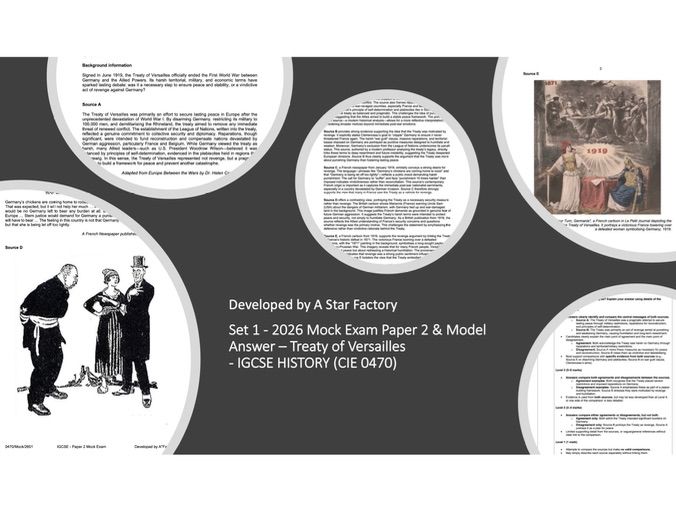 Set 1 - 2026 UNIQUE Mock Exam Paper 2 & Model Answer Treaty of Versailles - IGCSE HISTORY (CIE0470)