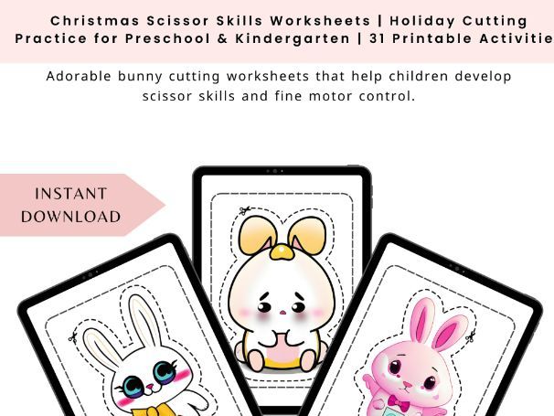 Bunny Scissor Skills Worksheets