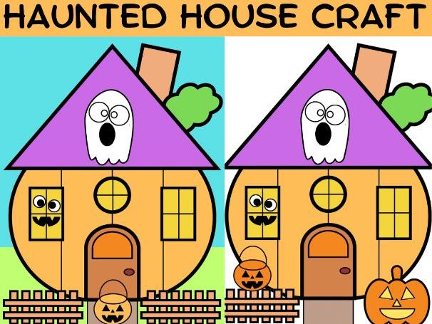 Pumpkin Haunted House Name Art Craft -Halloween / Fall Bulletin Board / October Classroom Activity