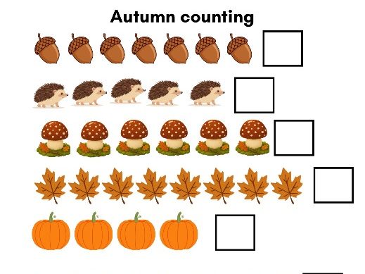 Autumn Counting to 10 Worksheet – EYFS Maths – Number Recognition & Counting